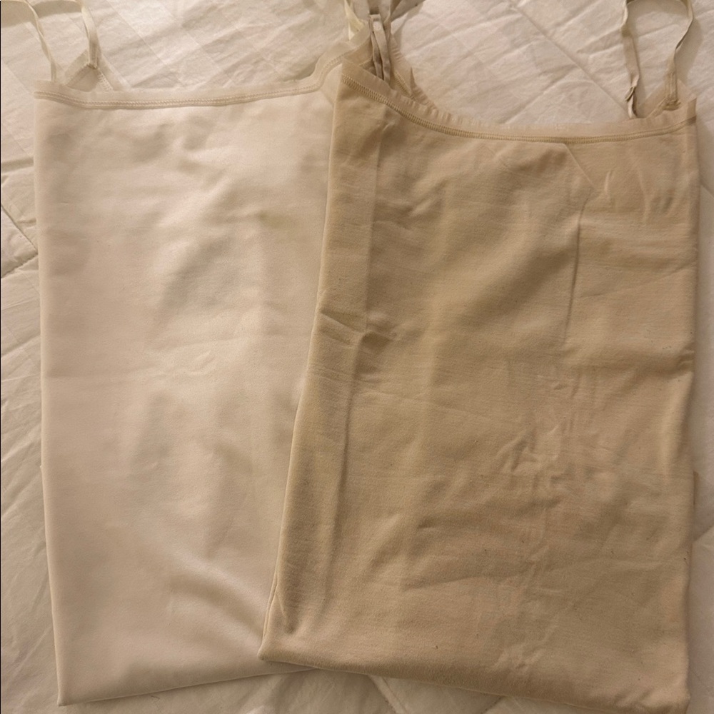 Ann Taylor Cream and Tan Stretch Cami bundle